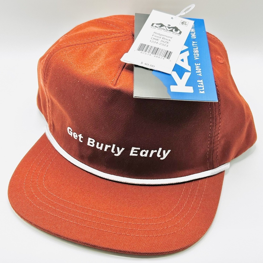 KAVU Get Burly Early Rope Trucker Hat Cap Snapback Adjustable Red Outdoors